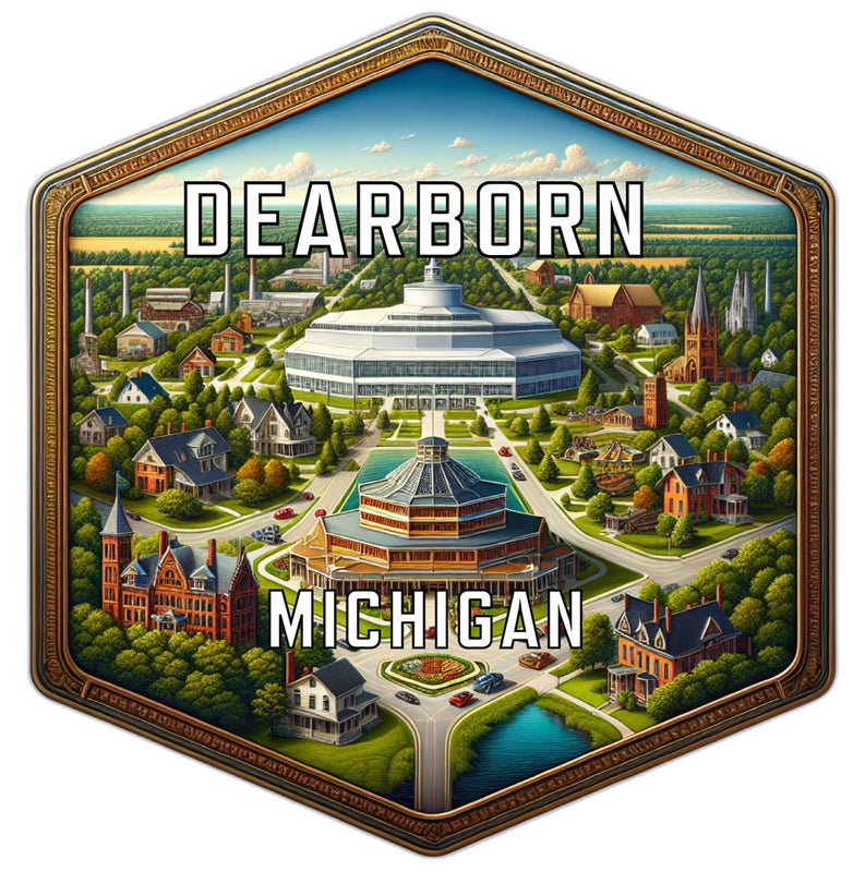 Dearborn Michigan Souvenir Travel Destination Die Cut Hexagon Fridge Magnet 2-Inch