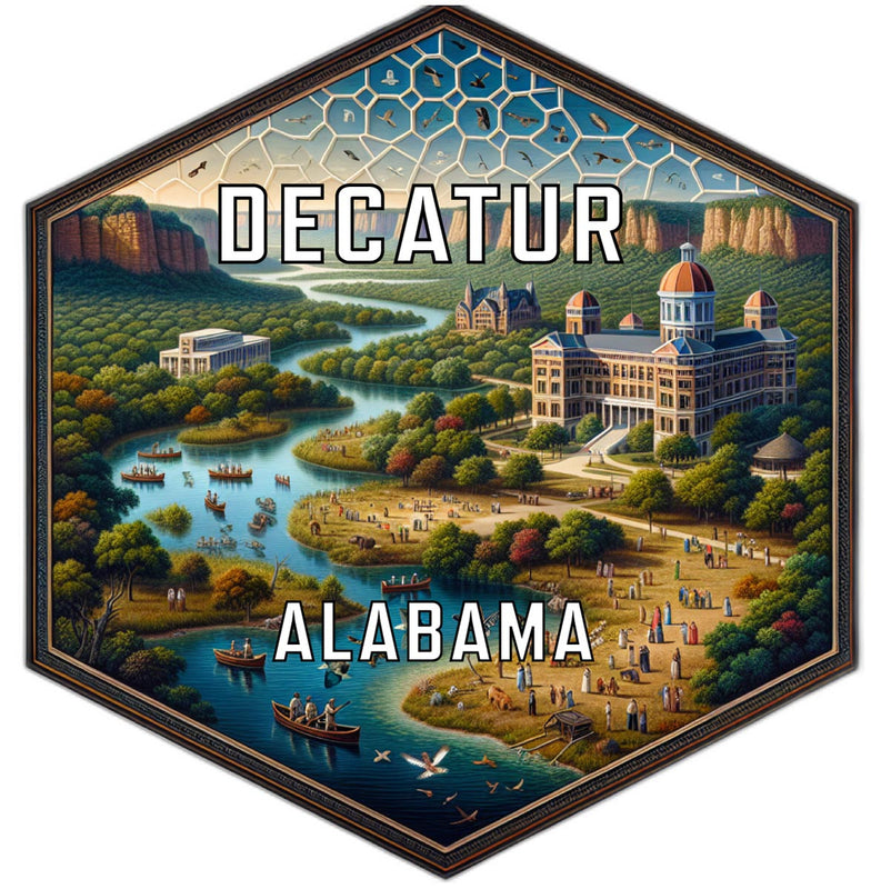 Decatur Alabama Souvenir Travel Destination Die Cut Hexagon Fridge Magnet 2-Inch