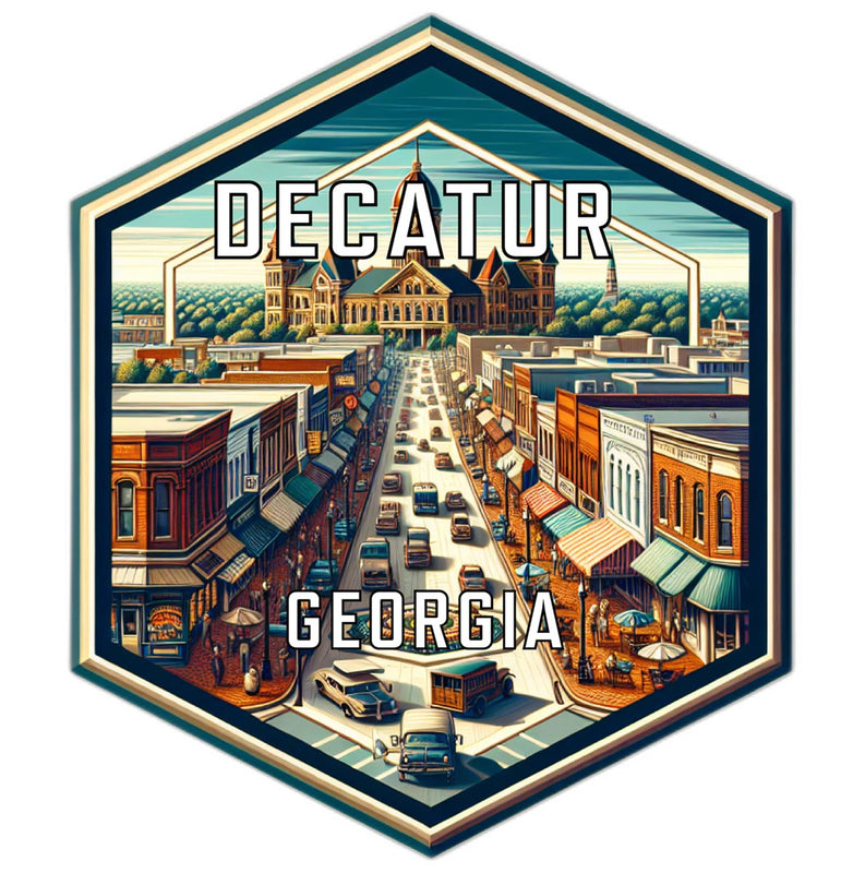 Decatur Georgia Souvenir Travel Destination Die Cut Hexagon Fridge Magnet 6-Inch
