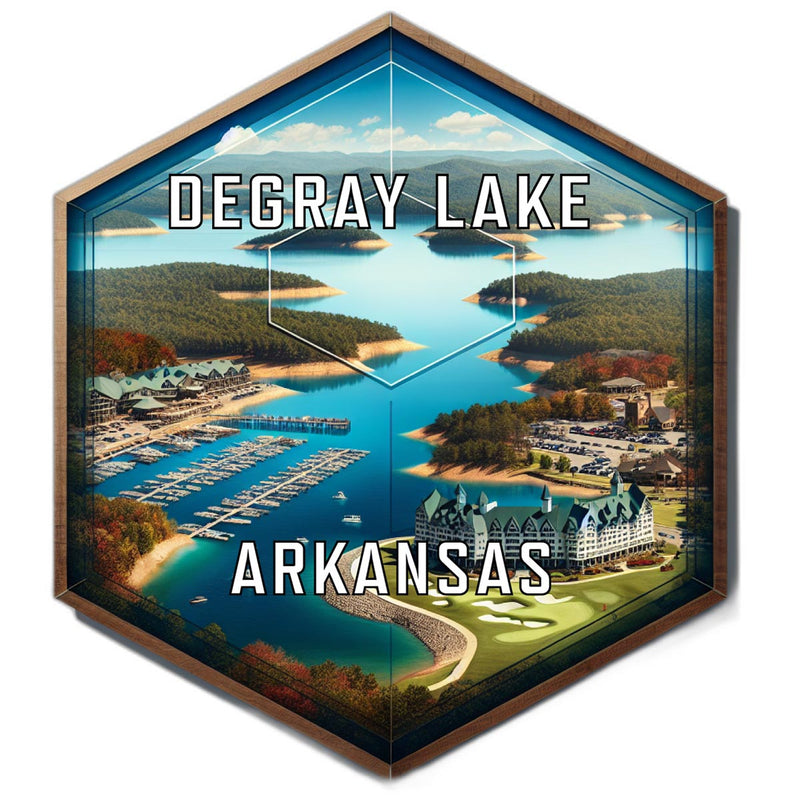 Degray Lake Arkansas Souvenir Travel Destination Die Cut Hexagon Fridge Magnet 2-Inch