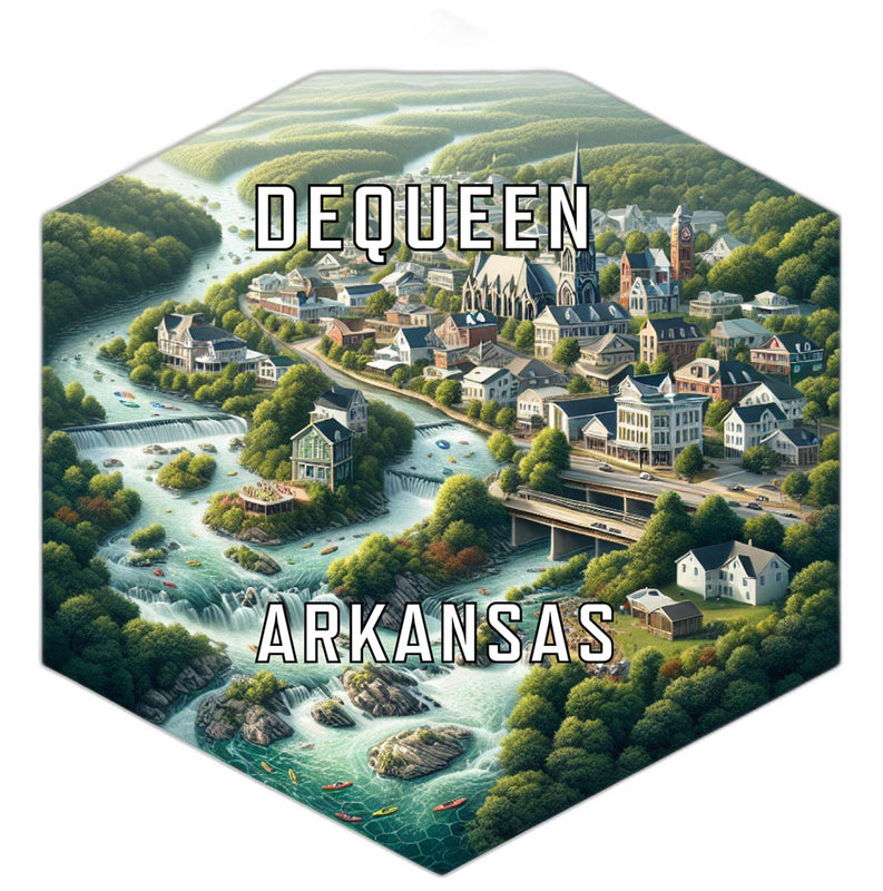 Dequeen Arkansas Souvenir Travel Destination Die Cut Hexagon Fridge Magnet 2-Inch