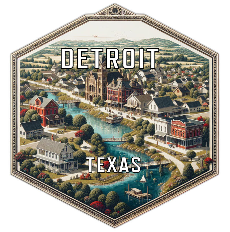 Detroit Texas Souvenir Travel Destination Die Cut Hexagon Fridge Magnet 2-Inch