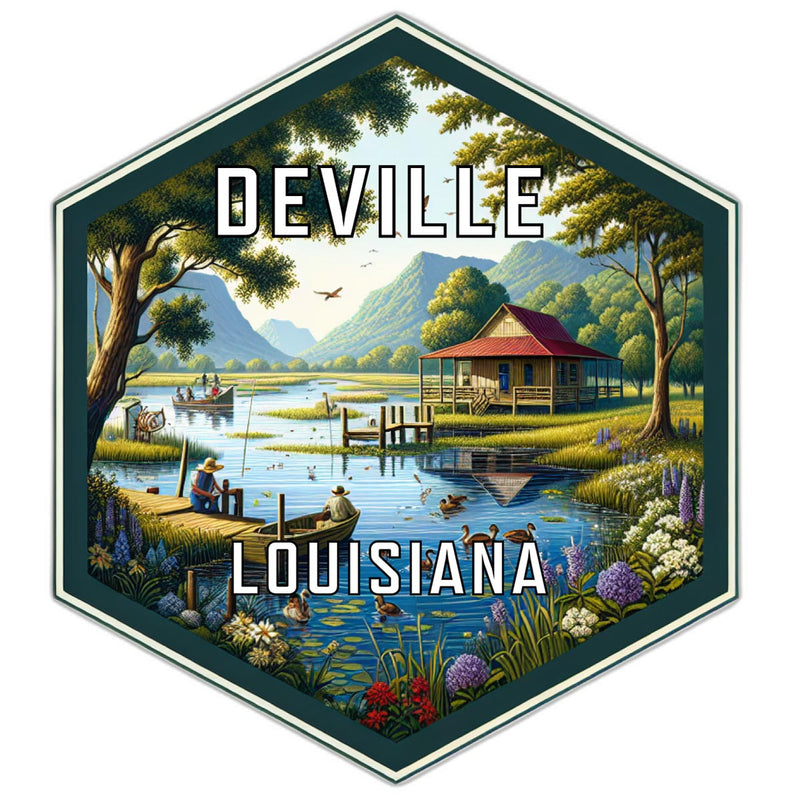Deville Louisiana Souvenir Travel Destination Die Cut Hexagon Fridge Magnet 4-Inch