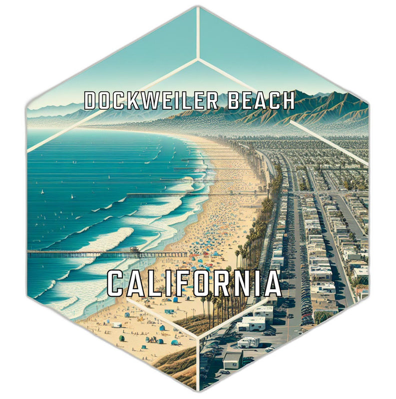 Dockweiler Beach California Souvenir Travel Destination Die Cut Hexagon Fridge Magnet 2-Inch