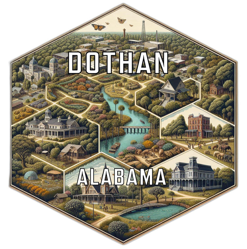 Dothan Alabama Souvenir Travel Destination Die Cut Hexagon Fridge Magnet 2-Inch