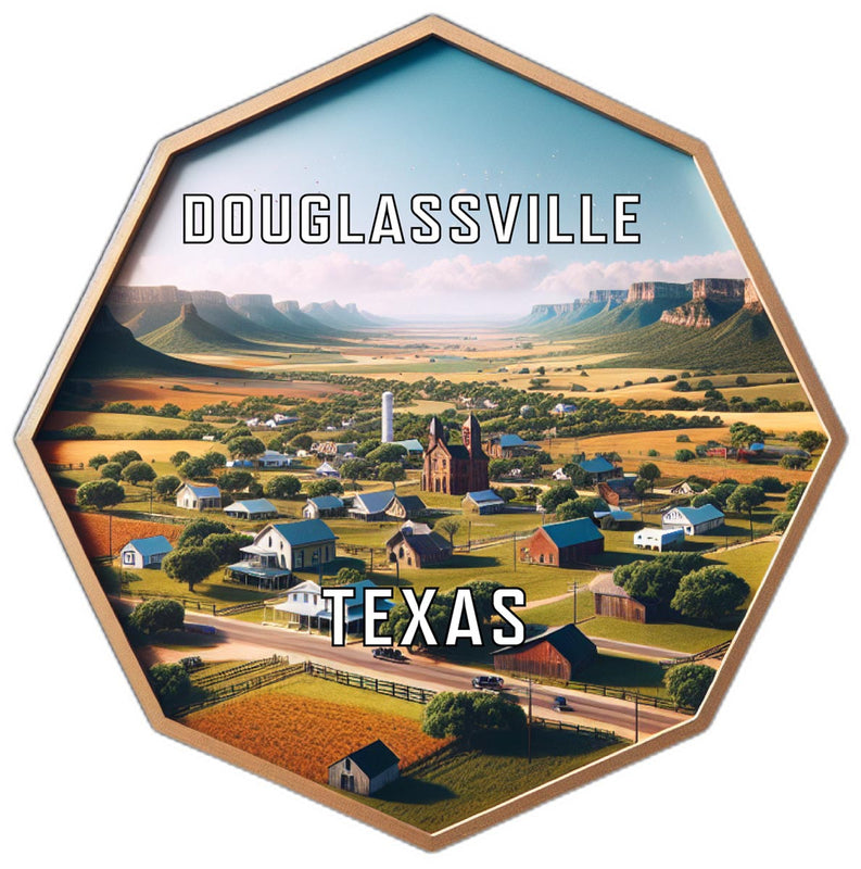Douglassville Texas Souvenir Travel Destination Die Cut Hexagon Fridge Magnet 2-Inch