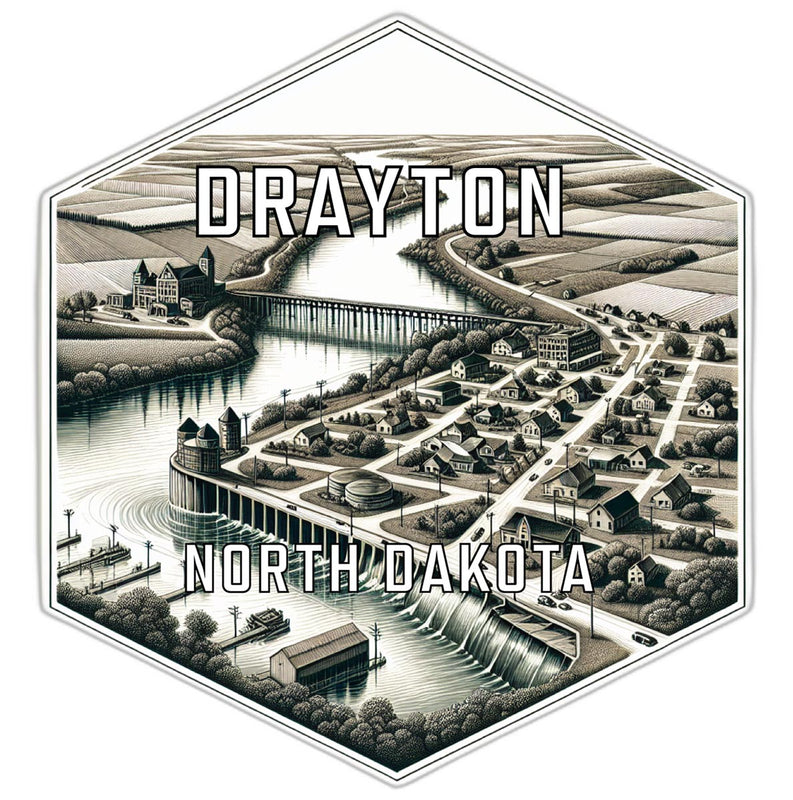 Drayton North Dakota Souvenir Travel Destination Die Cut Hexagon Fridge Magnet 2-Inch