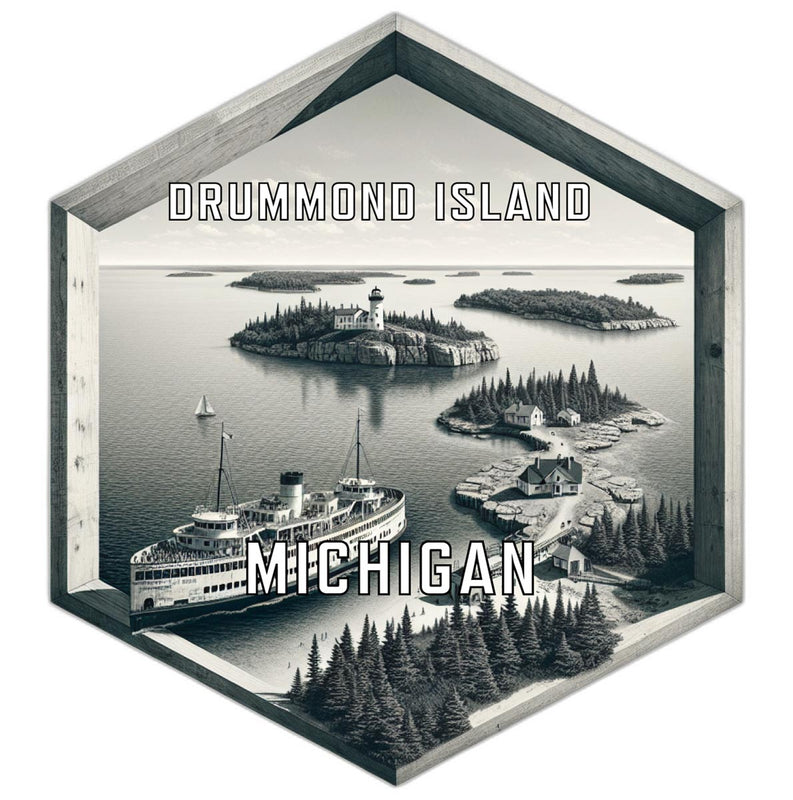 Drummond Island Michigan Souvenir Travel Destination Die Cut Hexagon Fridge Magnet 2-Inch