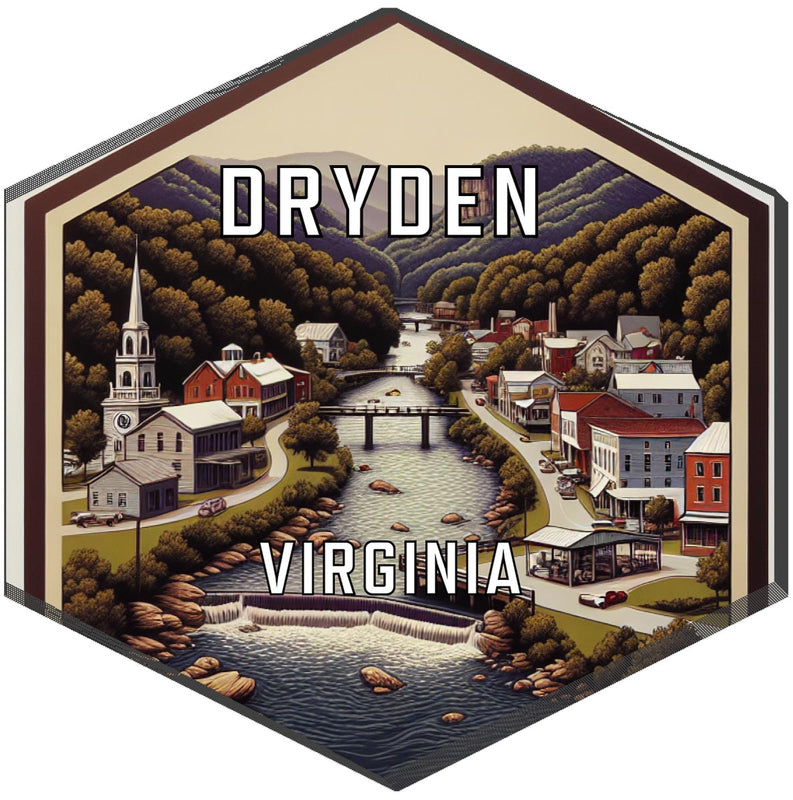 Dryden Virginia Souvenir Travel Destination Die Cut Hexagon Fridge Magnet 2-Inch