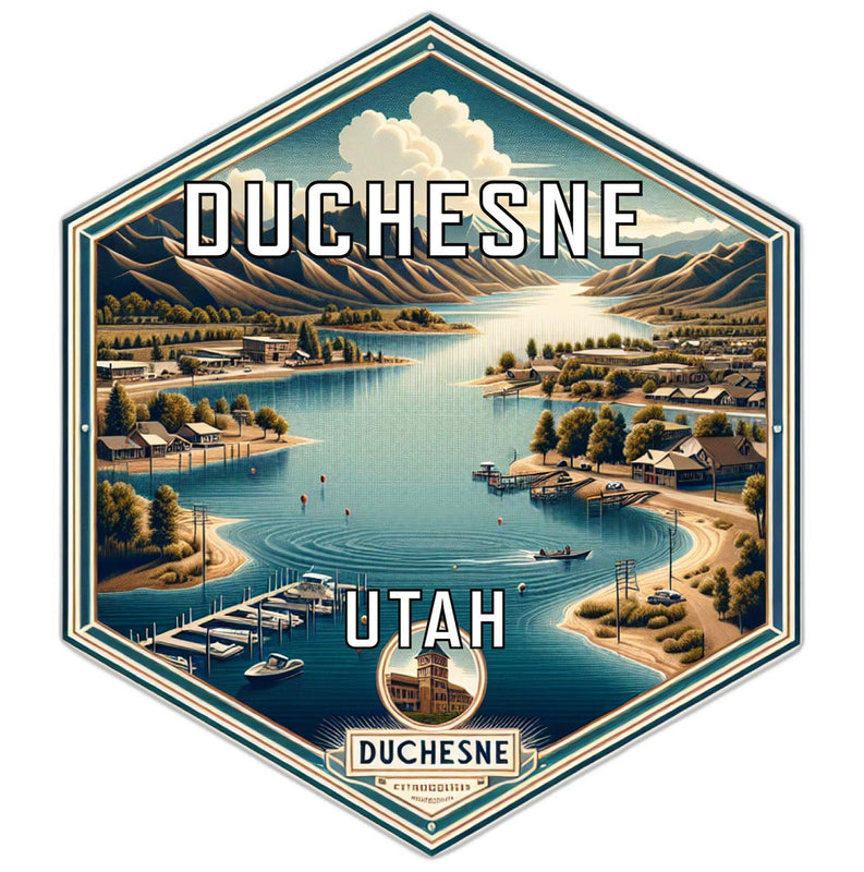 Duchesne Utah Souvenir Travel Destination Die Cut Hexagon Fridge Magnet 6-Inch