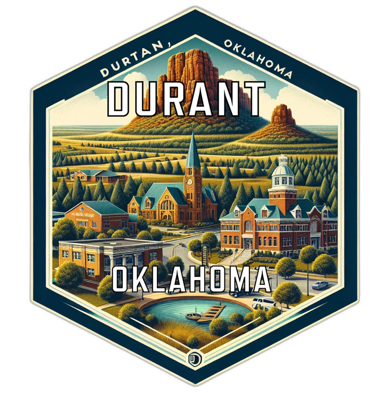 Durant Oklahoma Souvenir Travel Destination Die Cut Hexagon Fridge Magnet 2-Inch
