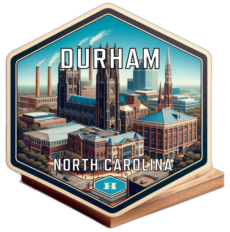 Durham North Carolina Souvenir Travel Destination Die Cut Hexagon Fridge Magnet 2-Inch