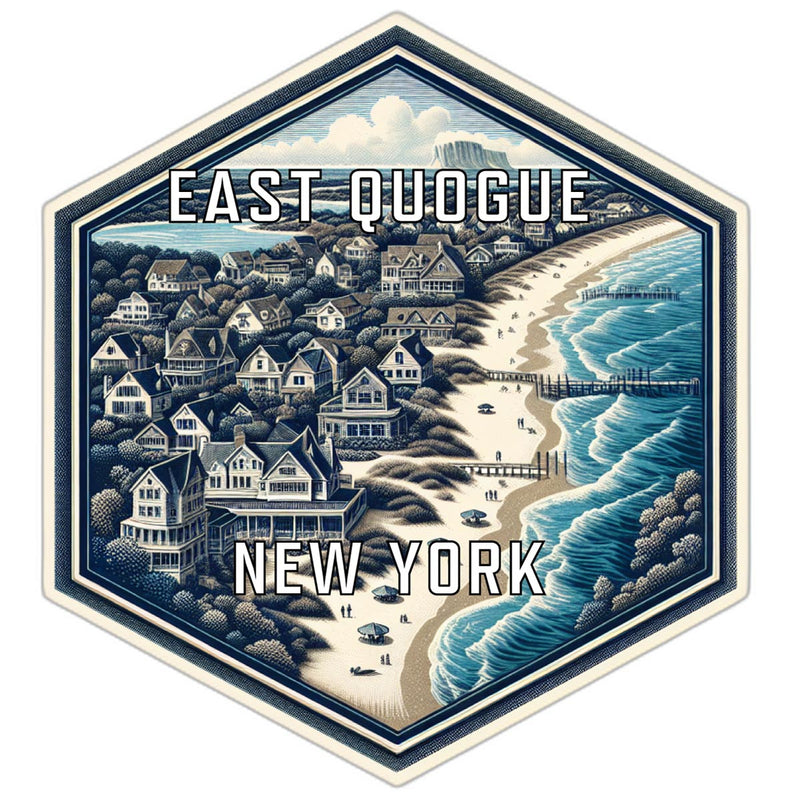 East Quogue New York Souvenir Travel Destination Die Cut Hexagon Fridge Magnet 6-Inch