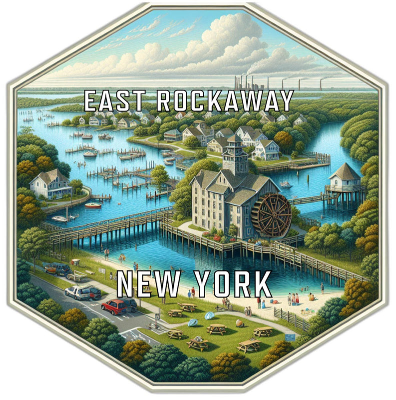 East Rockaway New York Souvenir Travel Destination Die Cut Hexagon Fridge Magnet 2-Inch