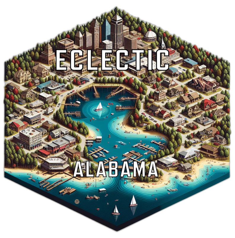Eclectic Alabama Travel Destination Souvenir Vinyl Decal Sticker 2-Inch