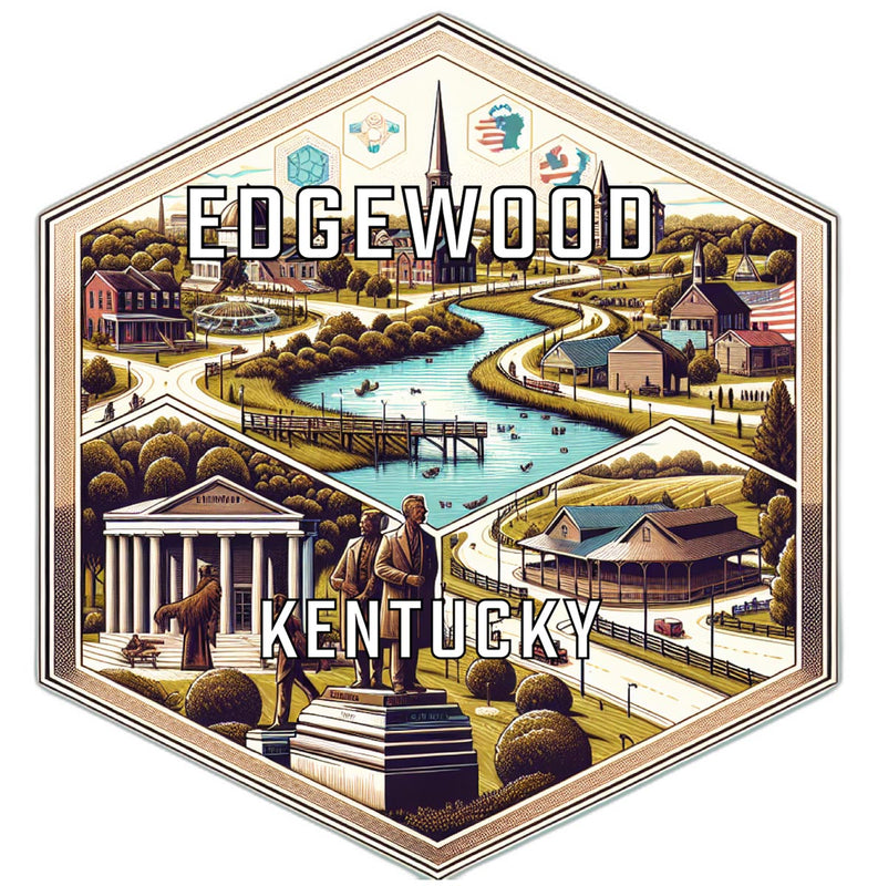 Edgewood Kentucky Souvenir Travel Destination Die Cut Hexagon Fridge Magnet 2-Inch