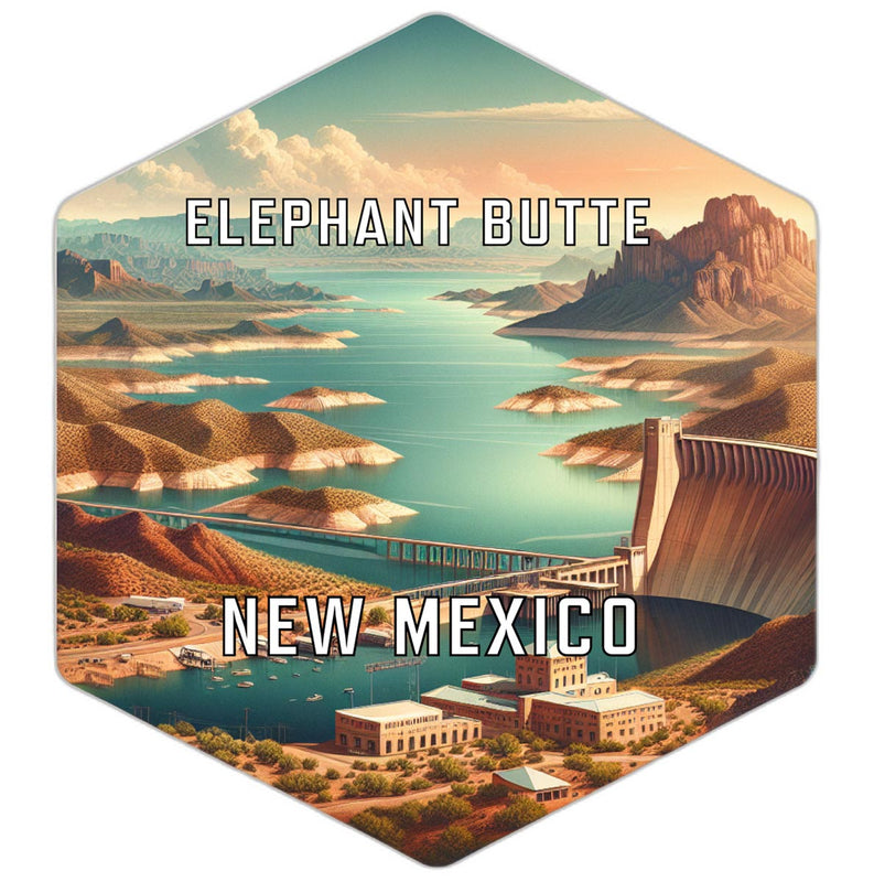 Elephant Butte New Mexico Souvenir Travel Destination Die Cut Hexagon Fridge Magnet 6-Inch