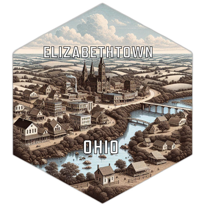 Elizabethtown Ohio Souvenir Travel Destination Die Cut Hexagon Fridge Magnet 2-Inch