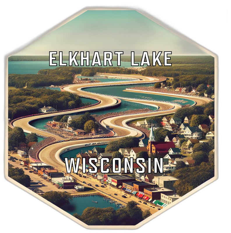Elkhart Lake Wisconsin Souvenir Travel Destination Die Cut Hexagon Fridge Magnet 6-Inch