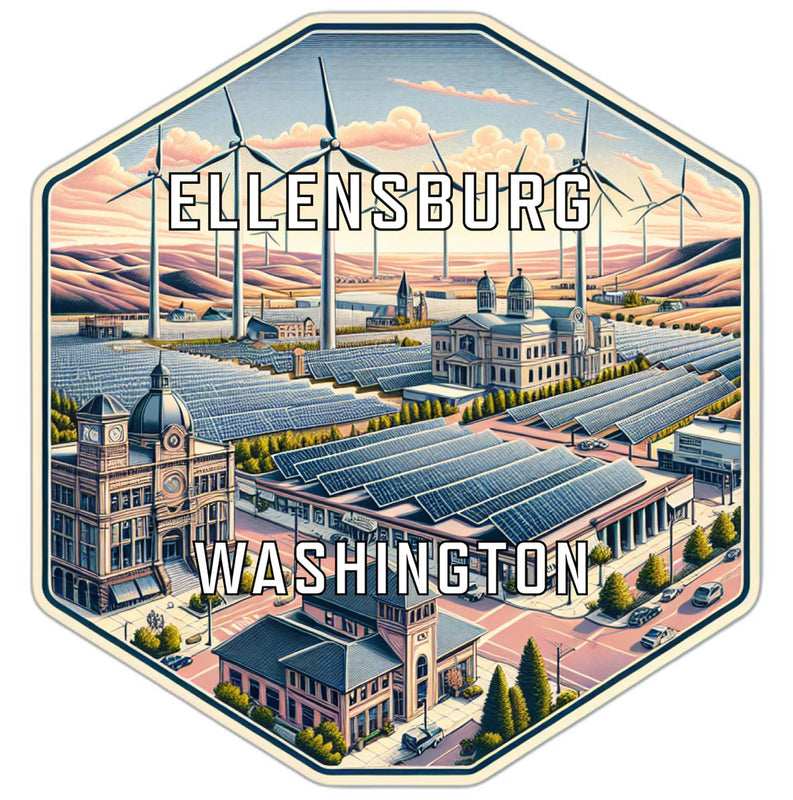 Ellensburg Washington Souvenir Travel Destination Die Cut Hexagon Fridge Magnet 6-Inch