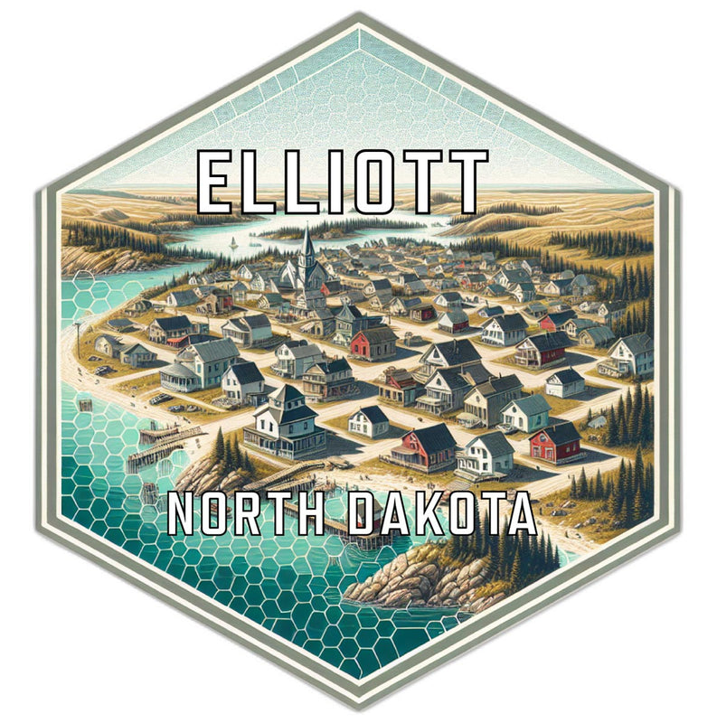 Elliott North Dakota Souvenir Travel Destination Die Cut Hexagon Fridge Magnet 2-Inch