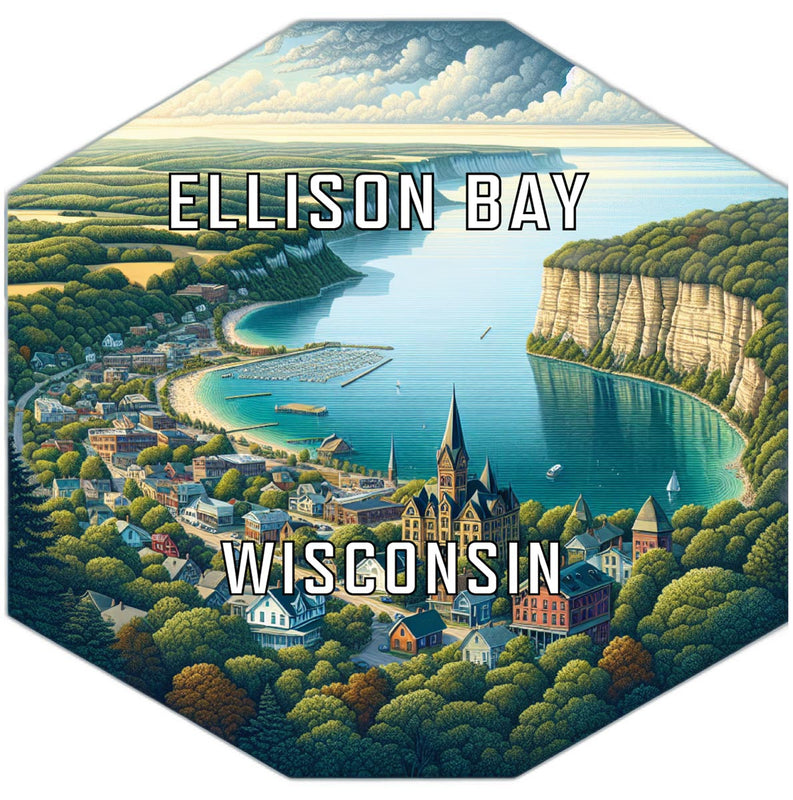 Ellison Bay Wisconsin Souvenir Travel Destination Die Cut Hexagon Fridge Magnet 2-Inch