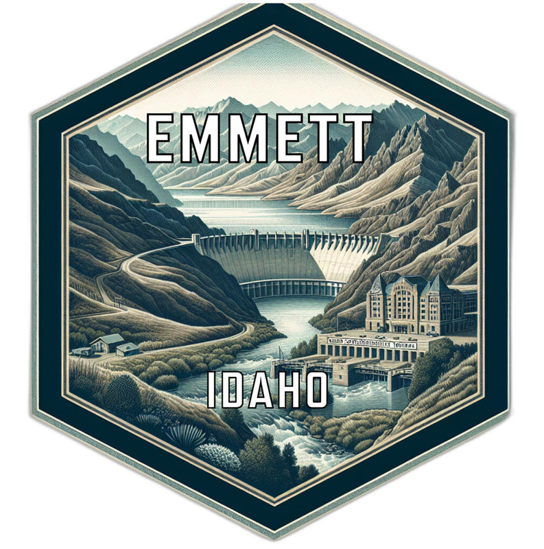Emmett Idaho Souvenir Travel Destination Die Cut Hexagon Fridge Magnet 2-Inch
