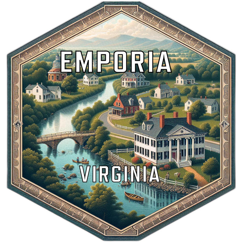 Emporia Virginia Souvenir Travel Destination Die Cut Hexagon Fridge Magnet 2-Inch