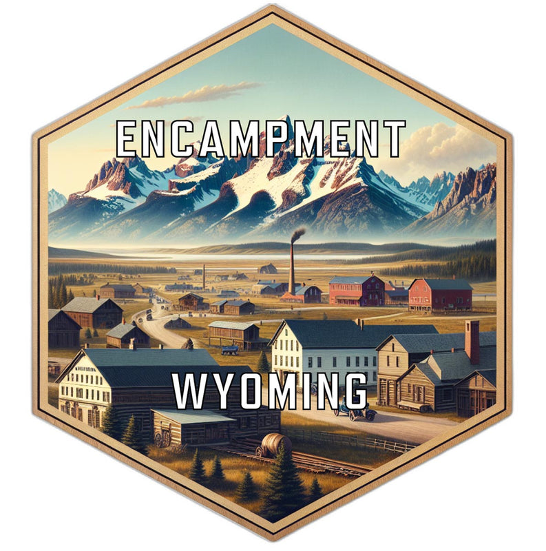 Encampment Wyoming Souvenir Travel Destination Die Cut Hexagon Fridge Magnet 2-Inch
