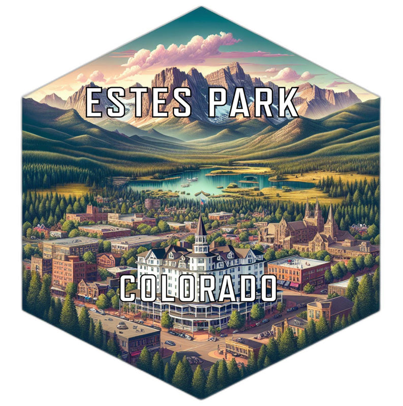 Estes Park Colorado Souvenir Travel Destination Die Cut Hexagon Fridge Magnet 2-Inch