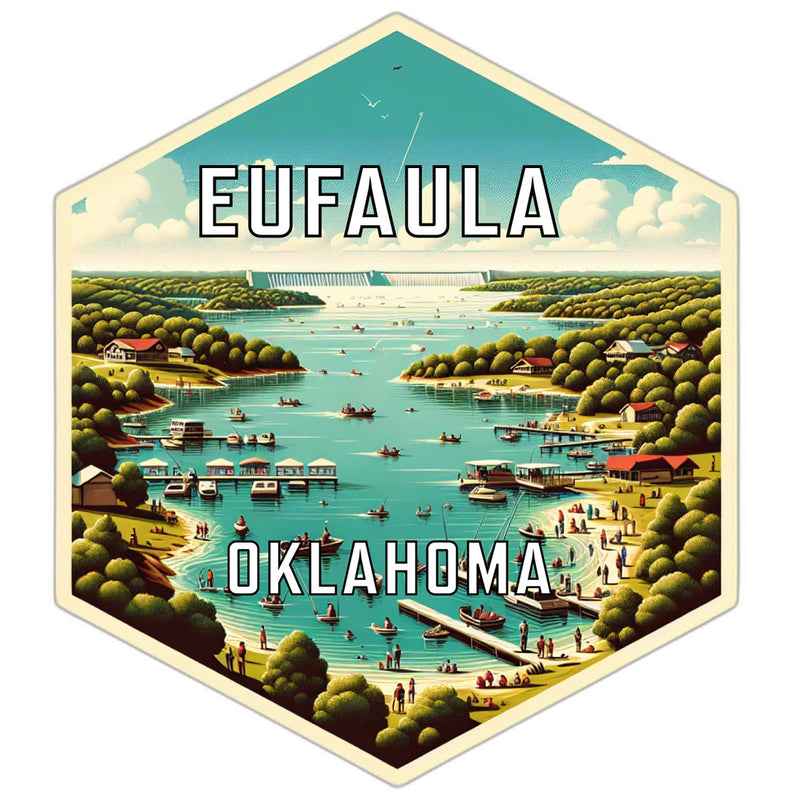 Eufaula Oklahoma Souvenir Travel Destination Die Cut Hexagon Fridge Magnet 2-Inch