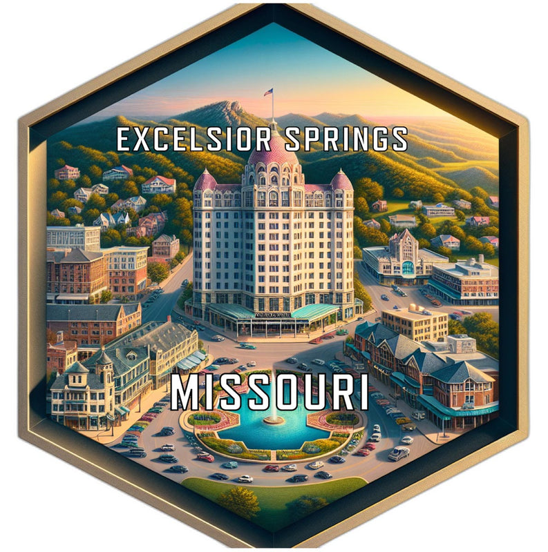 Excelsior Springs Missouri Souvenir Travel Destination Die Cut Hexagon Fridge Magnet 2-Inch