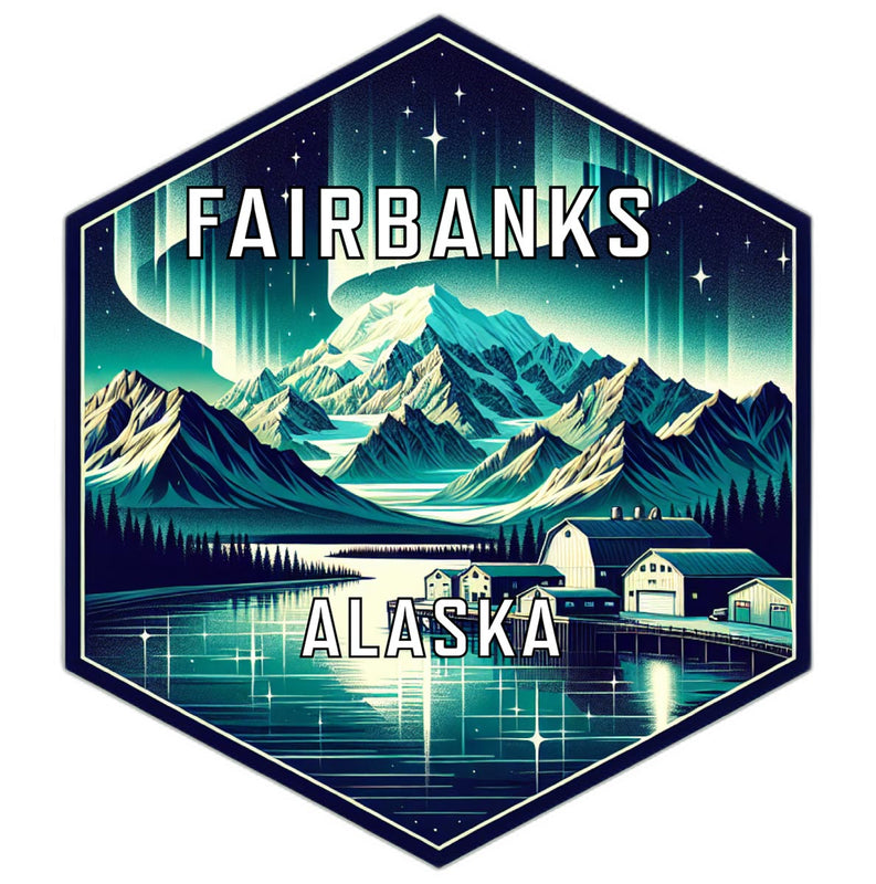 Fairbanks Alaska Souvenir Travel Destination Die Cut Hexagon Fridge Magnet 2-Inch