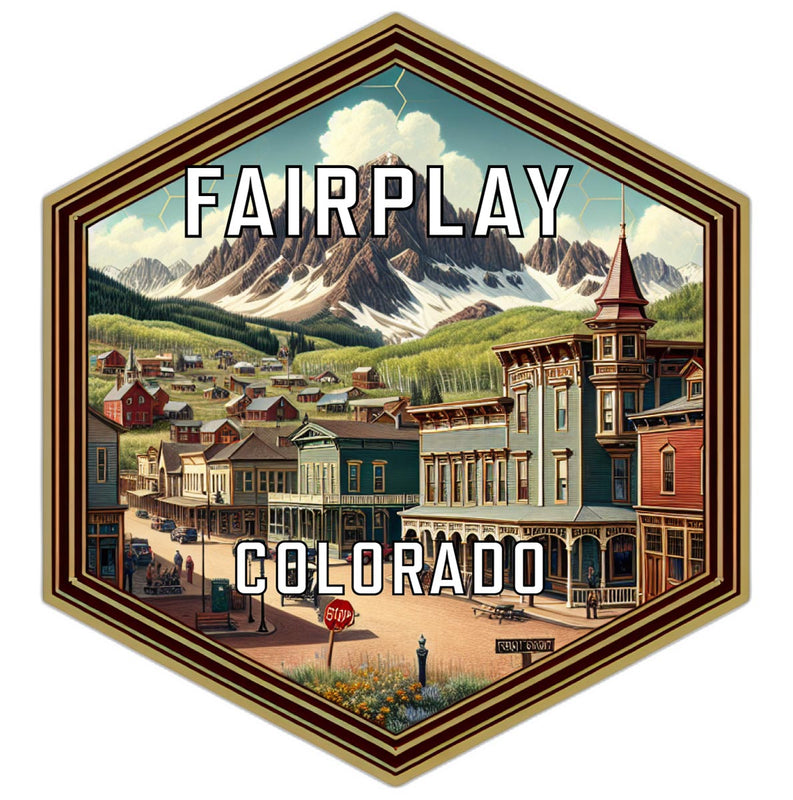 Fairplay Colorado Souvenir Travel Destination Die Cut Hexagon Fridge Magnet 2-Inch
