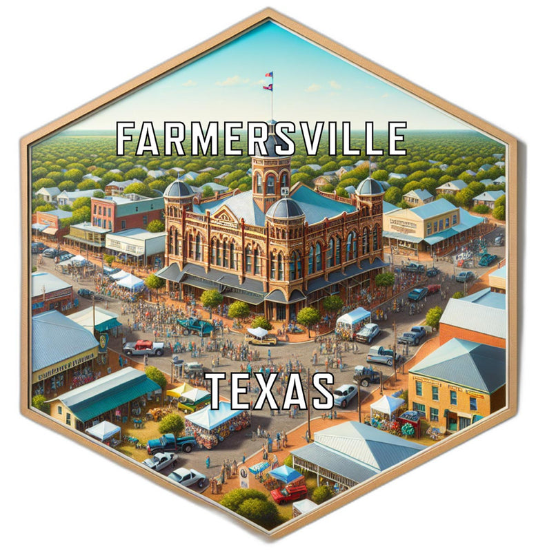 Farmersville Texas Souvenir Travel Destination Die Cut Hexagon Fridge Magnet 6-Inch