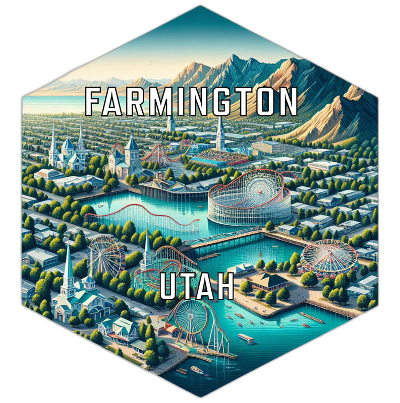 Farmington Utah Souvenir Travel Destination Die Cut Hexagon Fridge Magnet 2-Inch