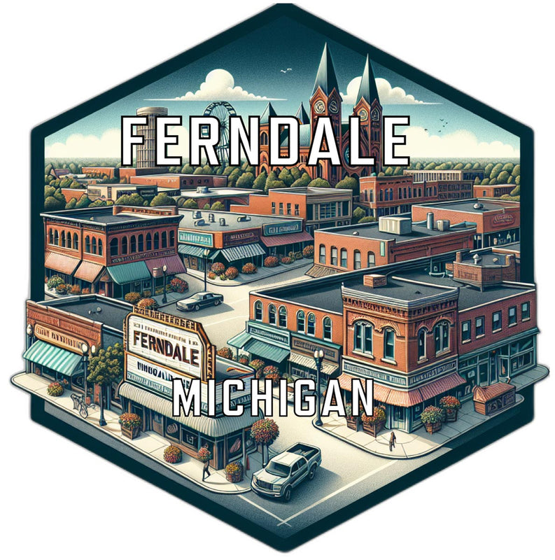 Ferndale Michigan Souvenir Travel Destination Die Cut Hexagon Fridge Magnet 2-Inch
