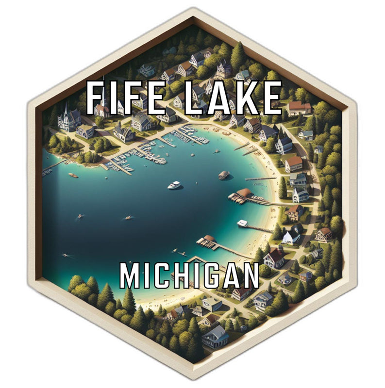 Fife Lake Michigan Souvenir Travel Destination Die Cut Hexagon Fridge Magnet 2-Inch