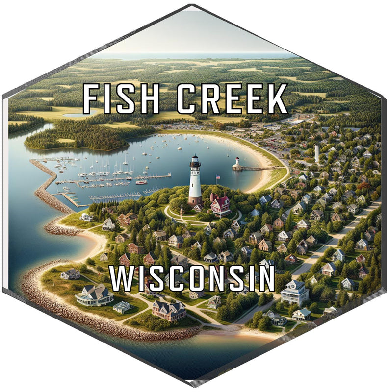 Fish Creek Wisconsin Souvenir Travel Destination Die Cut Hexagon Fridge Magnet 2-Inch