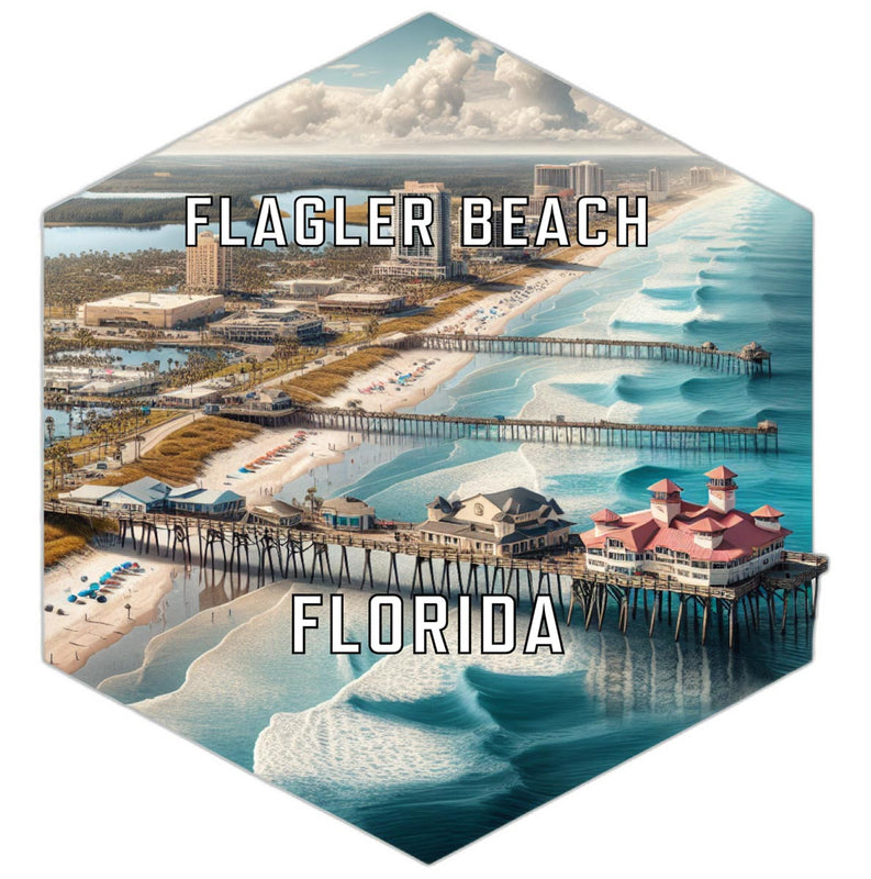 Flagler Beach Florida Souvenir Travel Destination Die Cut Hexagon Fridge Magnet 2-Inch