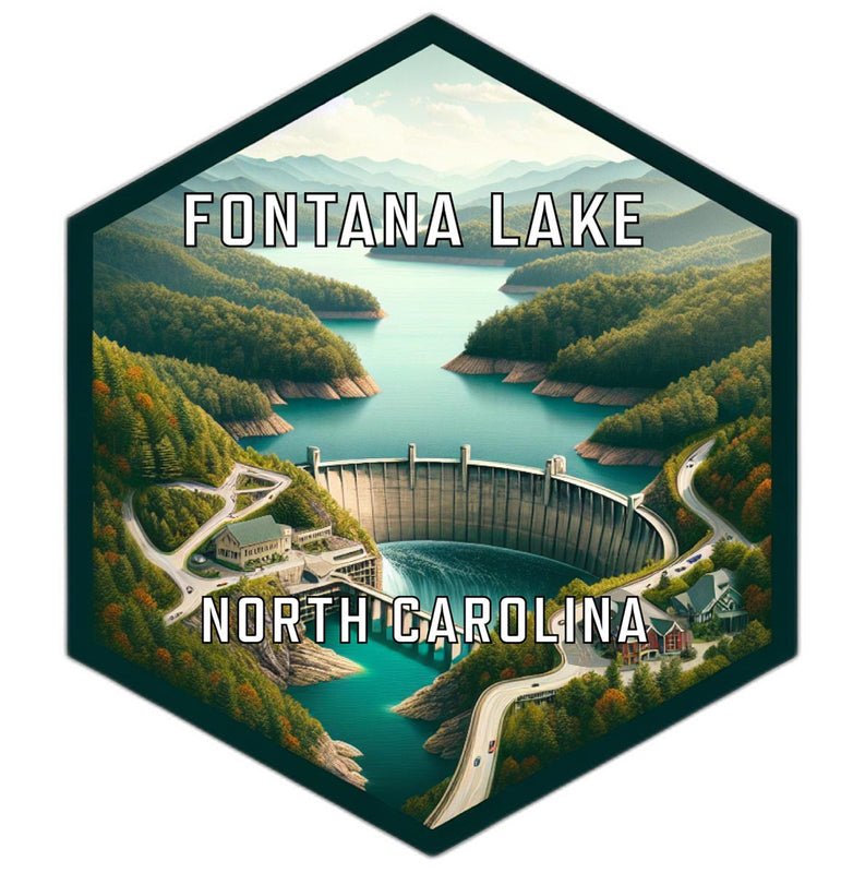 Fontana Lake North Carolina Souvenir Travel Destination Die Cut Hexagon Fridge Magnet 2-Inch