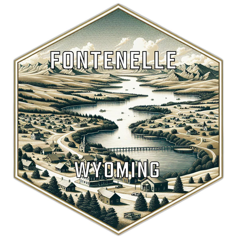 Fontenelle Wyoming Souvenir Travel Destination Die Cut Hexagon Fridge Magnet 2-Inch