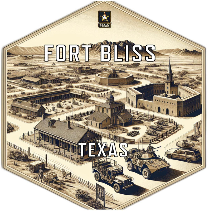 Fort Bliss Texas Souvenir Travel Destination Die Cut Hexagon Fridge Magnet 2-Inch