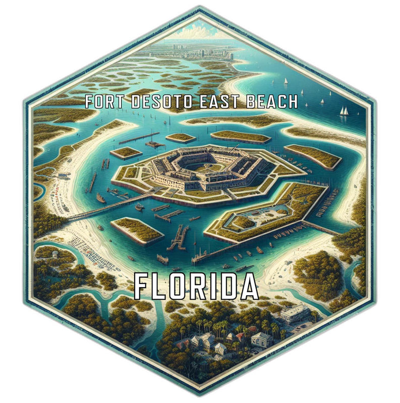 Fort Desoto East Beach Florida Travel Destination Souvenir Vinyl Decal Sticker 6-Inch