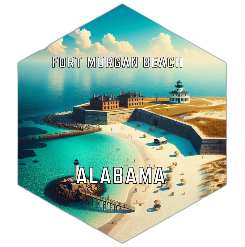 Fort Morgan Beach Alabama Souvenir Travel Destination Die Cut Hexagon Fridge Magnet 2-Inch