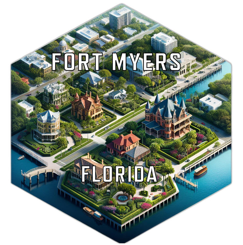 Fort Myers Florida Souvenir Travel Destination Die Cut Hexagon Fridge Magnet 6-Inch