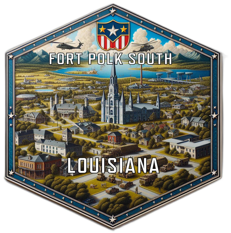 Fort Polk South Louisiana Souvenir Travel Destination Die Cut Hexagon Fridge Magnet 2-Inch