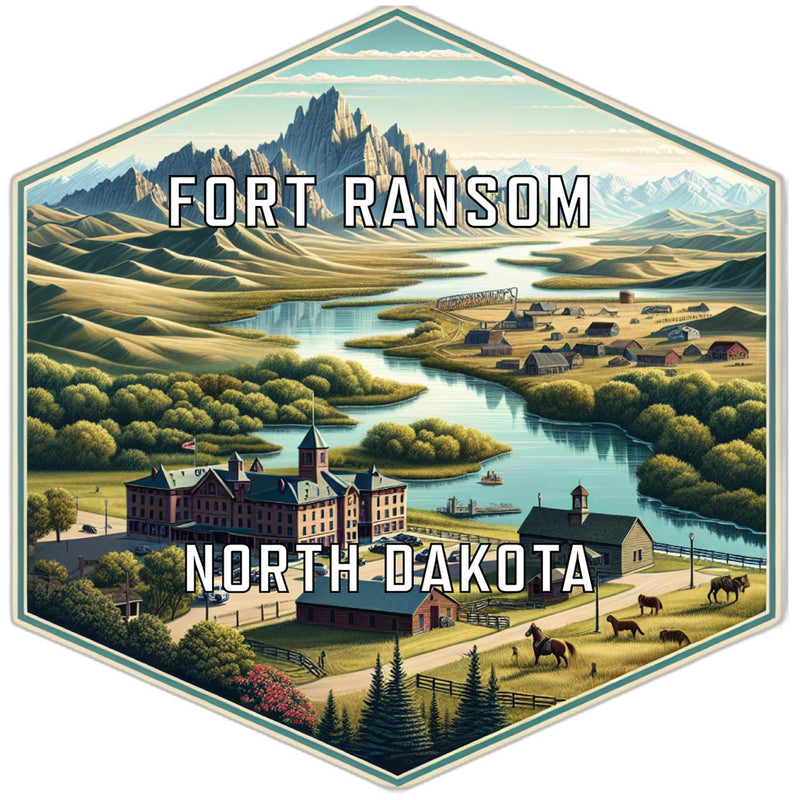Fort Ransom North Dakota Souvenir Travel Destination Die Cut Hexagon Fridge Magnet 2-Inch