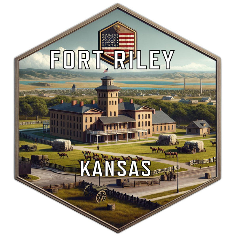 Fort Riley Kansas Souvenir Travel Destination Die Cut Hexagon Fridge Magnet 6-Inch