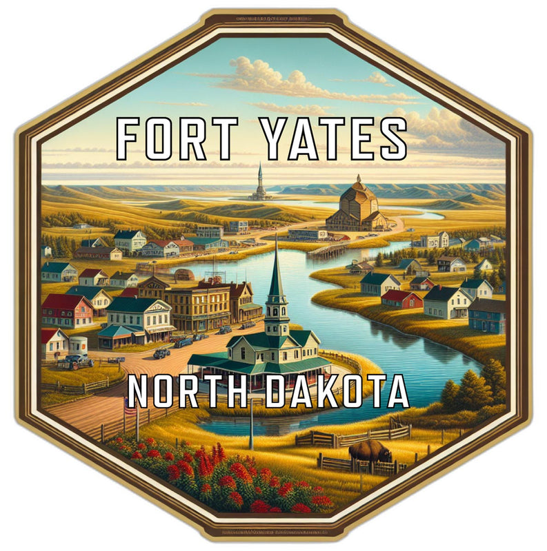 Fort Yates North Dakota Souvenir Travel Destination Die Cut Hexagon Fridge Magnet 2-Inch